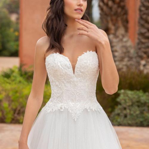 Robe de mariée Jolie ronde bustier perle dentelle tulle - Marie Et Vous