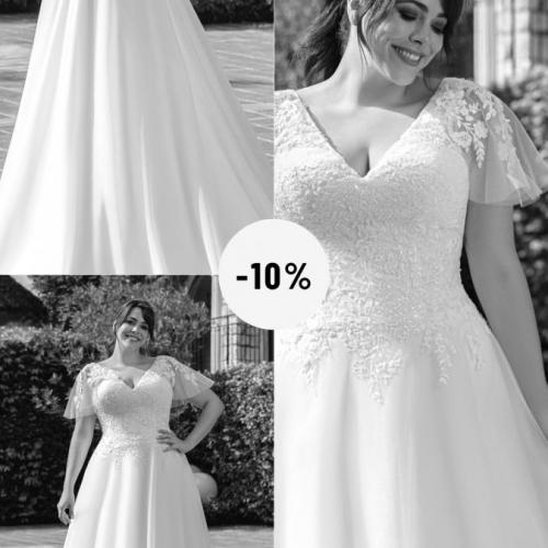 Déstockage robes de mariée discount réduction luxembourg outlet curvy grande taille manche tulle perles - Marie Et Vous