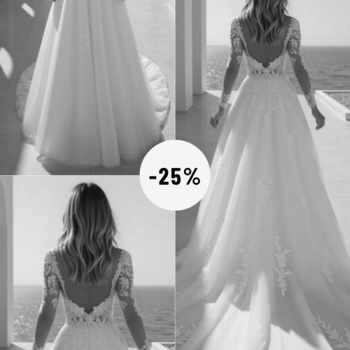 Déstockage robes de mariée discount réduction luxembourg outlet miss kelly robe pricesse tulle dentelle longues manches - Marie Et Vous