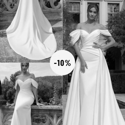 Déstockage robes de mariée discount réduction soldes outlet bustier traine détachable satin - Marie Et Vous