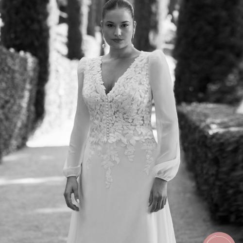 Robe de mariée Jolie ronde grande taille plus size manches longues martha blanc - Marie Et Vous