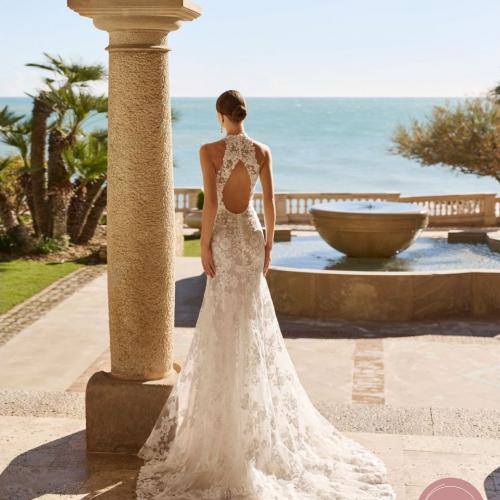 Robe de mariée Sirène Luxembourg mermaid sirène dentelle halter neck dos nu - Marie Et Vous