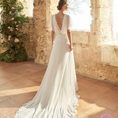 Robe de mariée style Bohème col V fluide dentelle lace  - Marie Et Vous