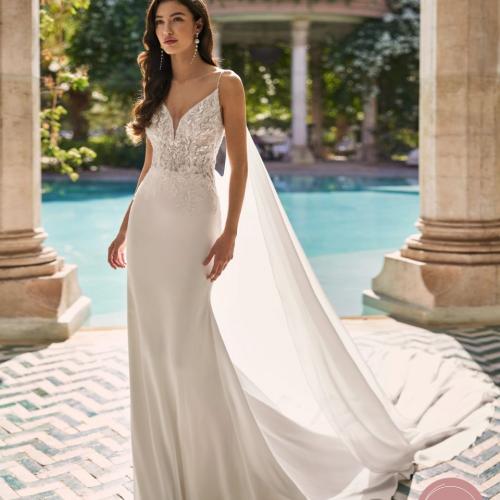 Robe de mariée style Bohème cape dentelle fine bretelle - Marie Et Vous