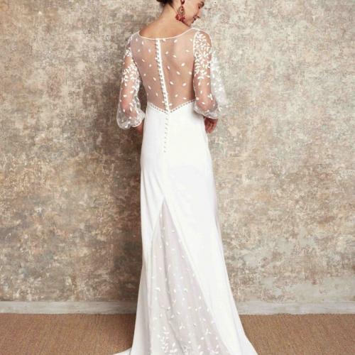 Robe de mariée style Bohème manches plumetis traine - Marie Et Vous