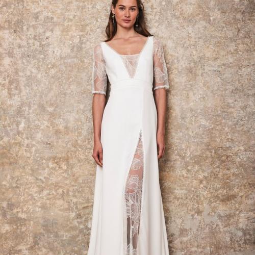 Robe de mariée style Bohème dentelle manche fente - Marie Et Vous