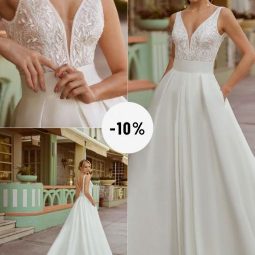 Déstockage robes de mariée discount réduction Consu luna novias princesse satin dentelle - Marie Et Vous