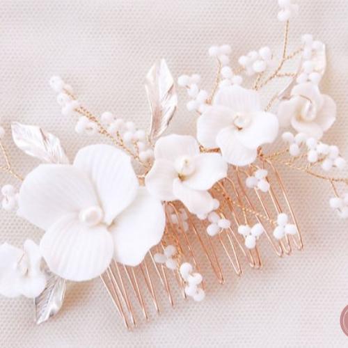 Accessoires robe de mariée peigne porcelaine blanc - Marie Et Vous