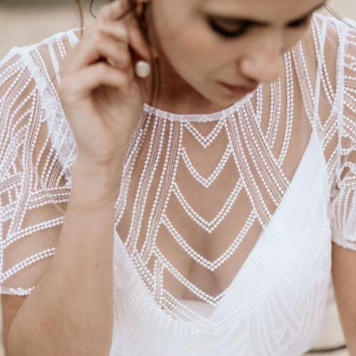 Robe de mariée style Civil atypique combinaison pantalon combi Madame A Dit Oui blouse dentelle gastby gaby - Marie Et Vous